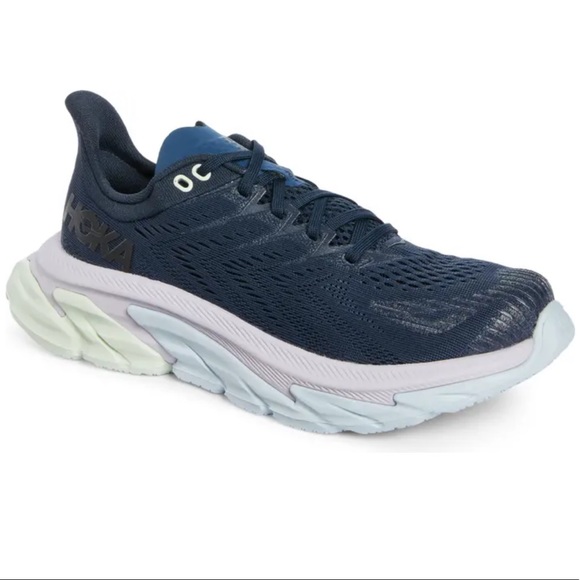 HOKA ONE ONE Clifton Edge Running Shoe Women Outer Space Orchid Hush SIZE 8 1/2 - Picture 1 of 12